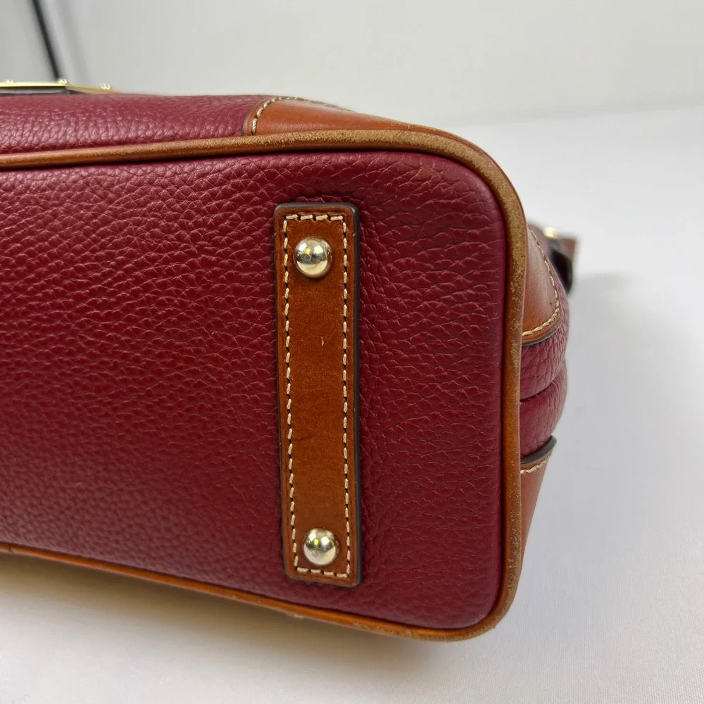 Dooney & Bourke Pebble Grain Leather Hobo Bag Burgundy Brown Trim Good Condition